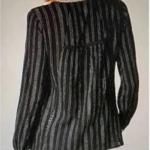 J. Jill Embroidered Popover Black Peasant Blouse Women's V-Neck Boho Size M - Picture 4 of 11